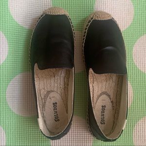 Soludos Black Leather Espadrilles
